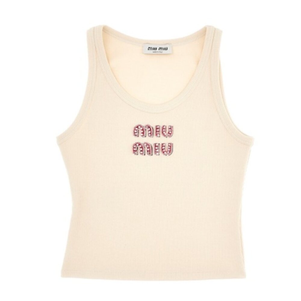 Miu Miu Logo Embellished Knit Tank